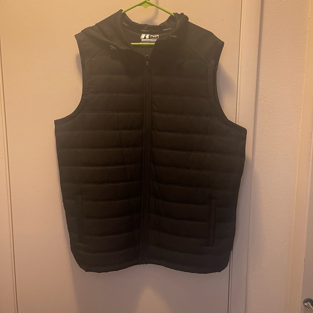 Mens russell dri power 360 hooded zip up vest xl